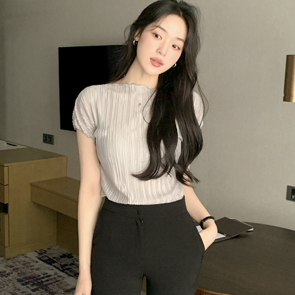韩国正品夏季t恤短袖女装reine官网代购韩式洋气减龄外穿内搭上衣