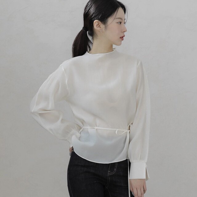 春秋韩式柔美天丝衬衫长袖女arima正品直邮韩国代购高级感薄上衣