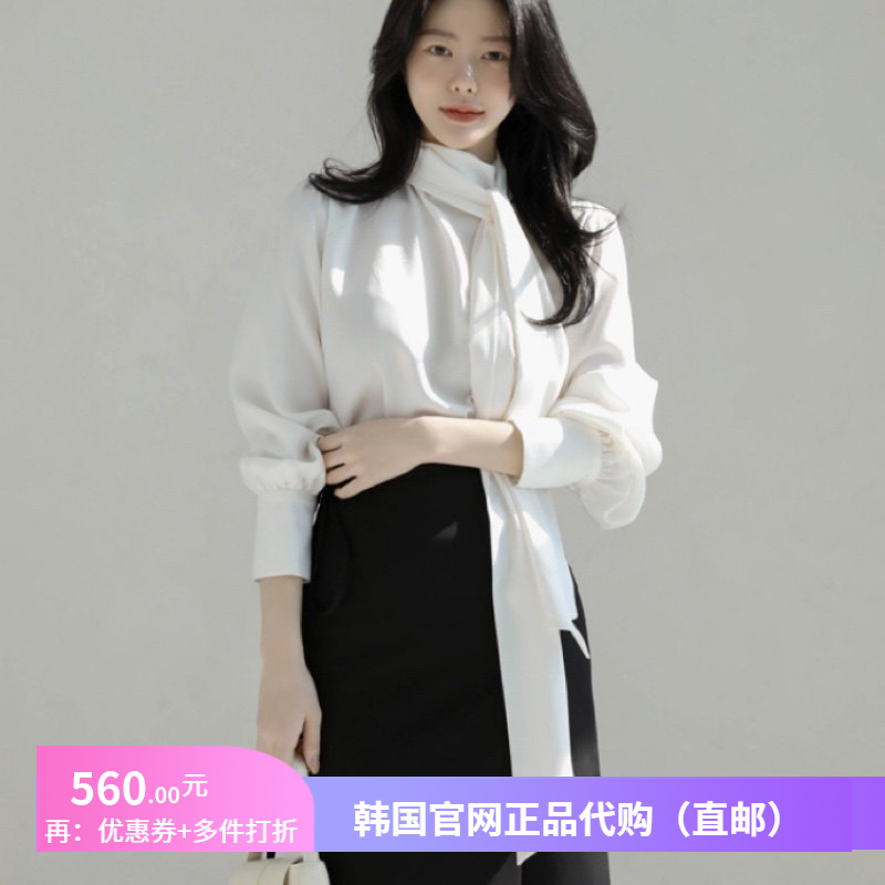 春秋高级感飘带衬衫长袖女士正品