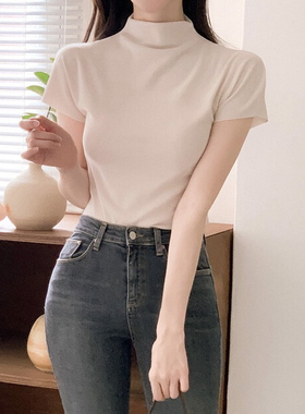 纯欲风半领短袖T恤女fromdayone官网韩国代购24夏季显瘦上衣ins潮