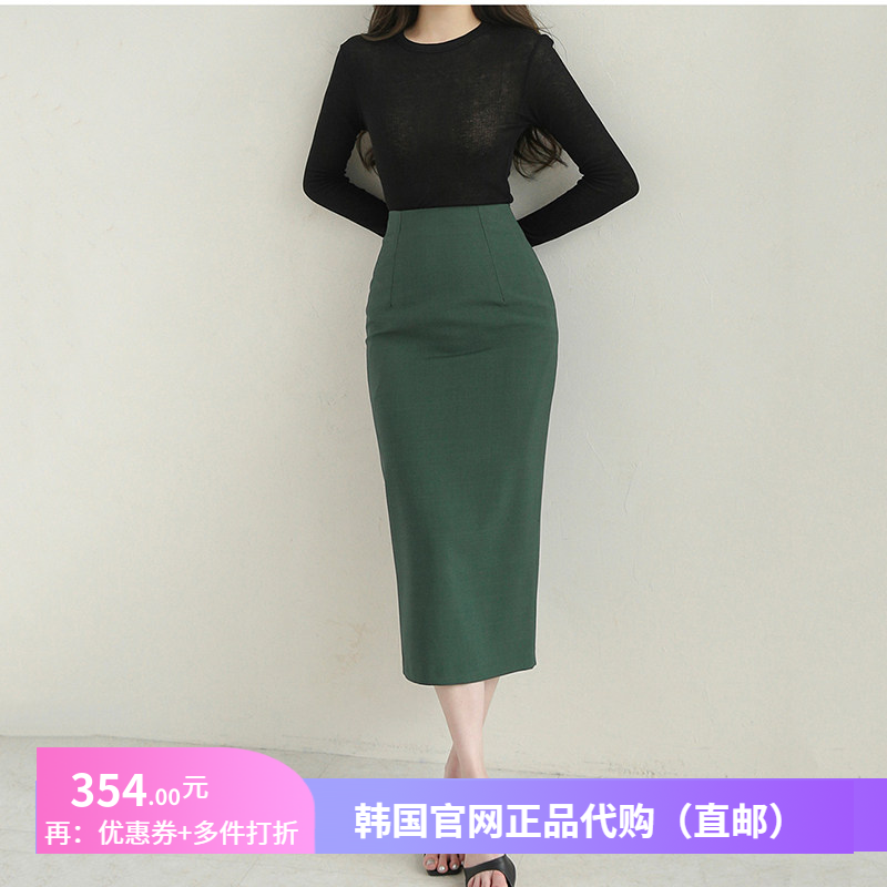 秋季高腰工装半身裙女官网韩国代购2024新款中长款黑色OL职业西裙