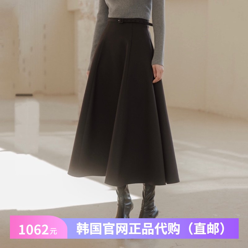 春秋冬高档毛呢半身裙a字女正品韩国代购高级感中长款配毛衣裙子