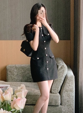 25夏季高级感连衣裙短袖女fromdayone正品韩国代购新款小个子短裙