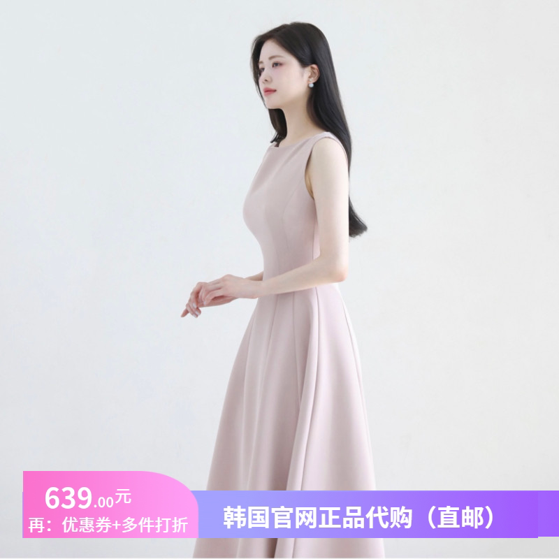 夏季优雅气质黑色连衣裙无袖女装韩国代购正品新款法式收腰大摆裙