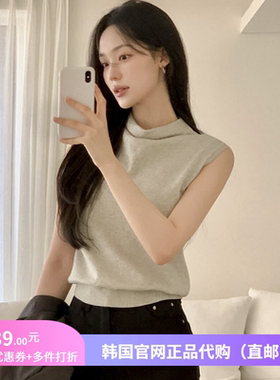 26春季慵懒风针织衫半高领无袖女reine正品韩国代购柔软套头上衣