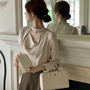 流行荡领衬衫 韩国代购 长袖 attrangs正品 舒适莫代尔上衣 女装 26春季