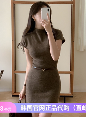 25春秋羊毛针织连衣裙短袖女reine正品韩国代购小个子打底毛衣裙