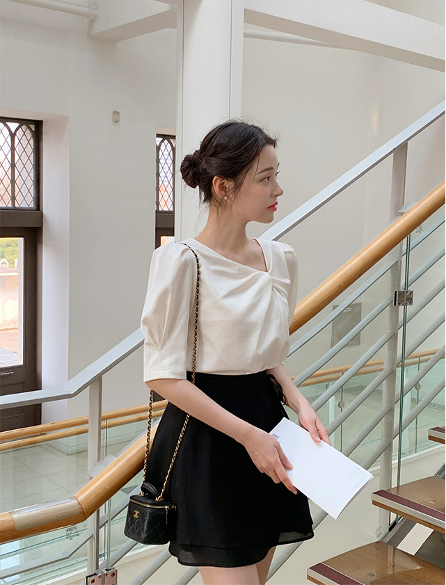 26夏季甜美衬衫短袖女韩国代购attrangs新款设计感洋气优雅小上衣