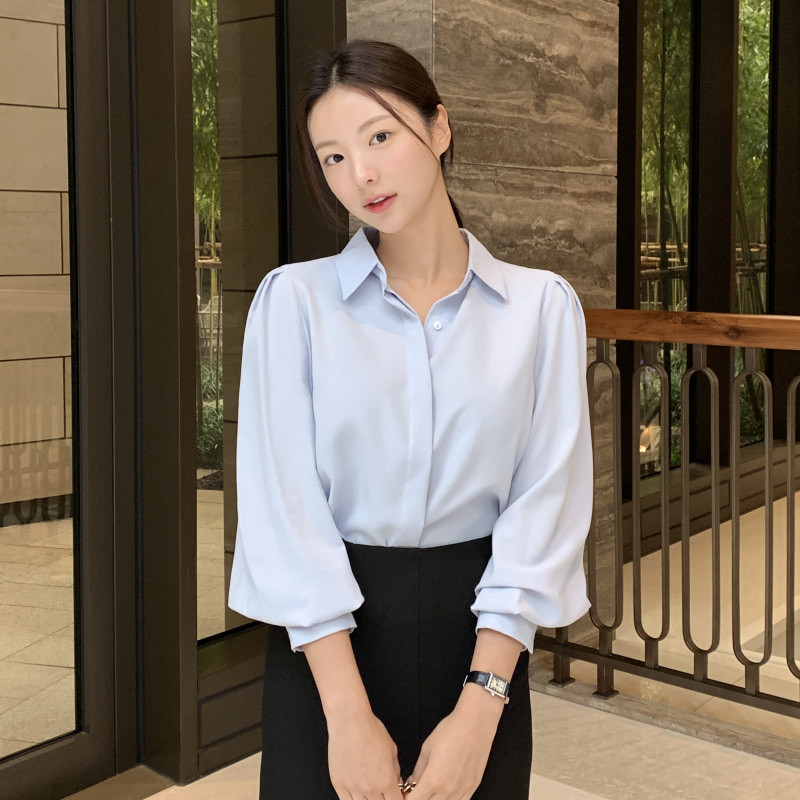 春秋雪纺衬衫女式长袖attrangs正品韩国代购新款上衣OL职业白衬衣