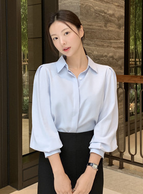 春秋雪纺衬衫女式长袖attrangs韩国代购新款上衣OL职业白衬衣
