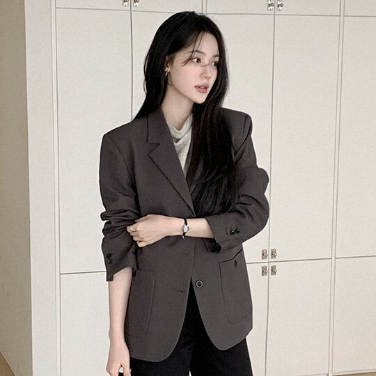 26春季高级感西装外套通勤风reine正品韩国代购宽松休闲西服女装
