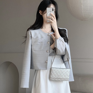 26春秋小香风短外套粗花呢上衣正品 小个子好看穿搭配裙子 韩国代购