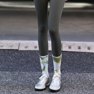 Beemen运动长袜女休闲百搭透气瑜伽普拉提瘦腿健身扎染袜小腿袜子