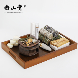 由山堂手作日式耐热熏香陶瓷烘烤炉圣木条鼠尾草雪松草杖净化套装