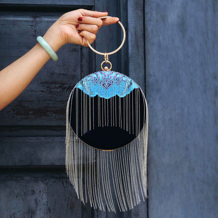 KK9_原创设计复古流苏口金包单肩斜挎圆包包国风手提包古典女包邮