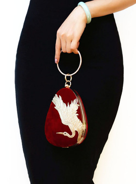 KK9_原创设计复古飞鹤迷你口金包单肩斜挎包国风手提包晚宴女包邮