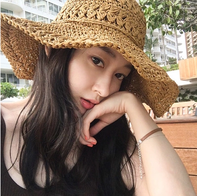 草帽纯手工蝴蝶结海边防晒帽子