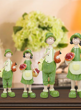 可爱三不兔子吊脚娃娃创意花园树脂小摆件客厅卧室桌面情侣装饰品