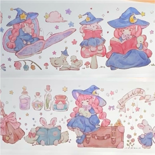 见习魔女米塔 浸月岛pet虹光胶带 可爱甜美人物女巫魔法师少女心