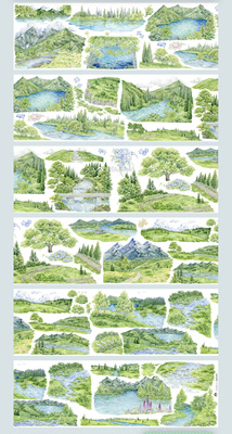 湖畔绿野 StudioVI风景造景PET胶带森林溪流山川湖水绿色背景装饰