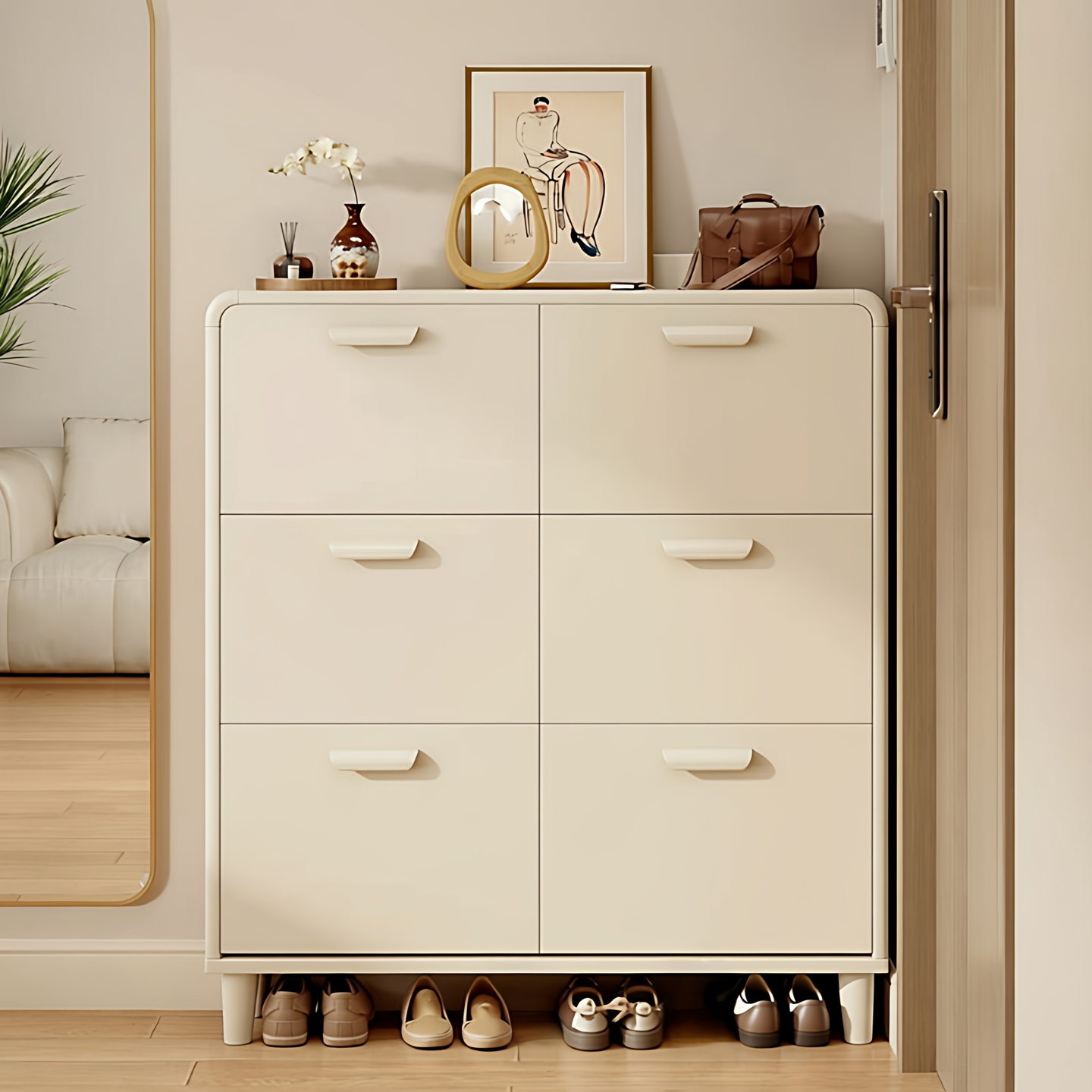 超薄款翻斗门后极窄鞋柜家用防尘