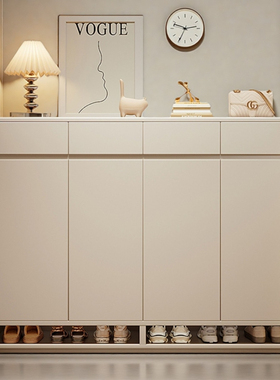 入户鞋柜家用门口2025新款靠墙一体玄关柜大容量防尘门外楼道鞋架