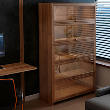 全实木书架胡桃木色落地置物架多层防尘玩具手办公卡通收纳柜书柜