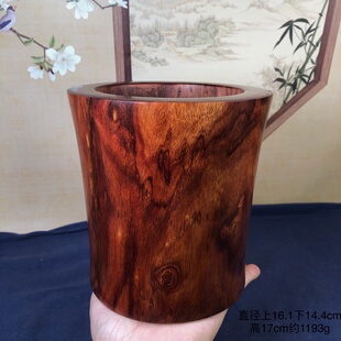 海南黄花梨高档红木笔筒摆件实木雕刻工艺品家居客厅装饰送礼自用