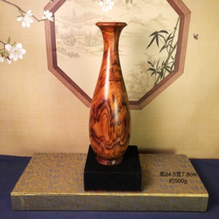正宗海南黄花梨木降香黄檀摆件满纹极品花瓶玉壶春收藏礼品工艺品