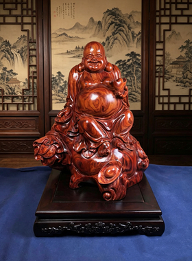 海南黄花梨手工雕刻弥勒佛招财佛红木笑佛 坐佛文玩木雕木器收藏