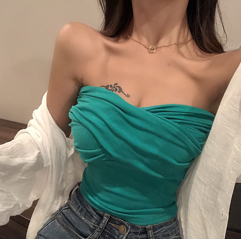 露肩抹胸修身显瘦打底衫短款纯色小背心上衣女夏季韩版性感潮