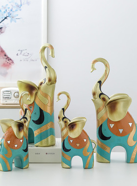 欧式大象一对摆件电视酒柜客厅办公室工艺品结婚开业轻奢创意礼品