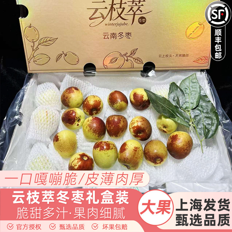云南云枝萃冬枣礼盒装2斤大果脆甜多汁新鲜水果当季好吃顺丰包邮