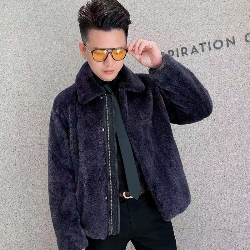 哥本哈根进口小母貂小众新设计个性夹克轻奢欧货风格男士水貂皮草