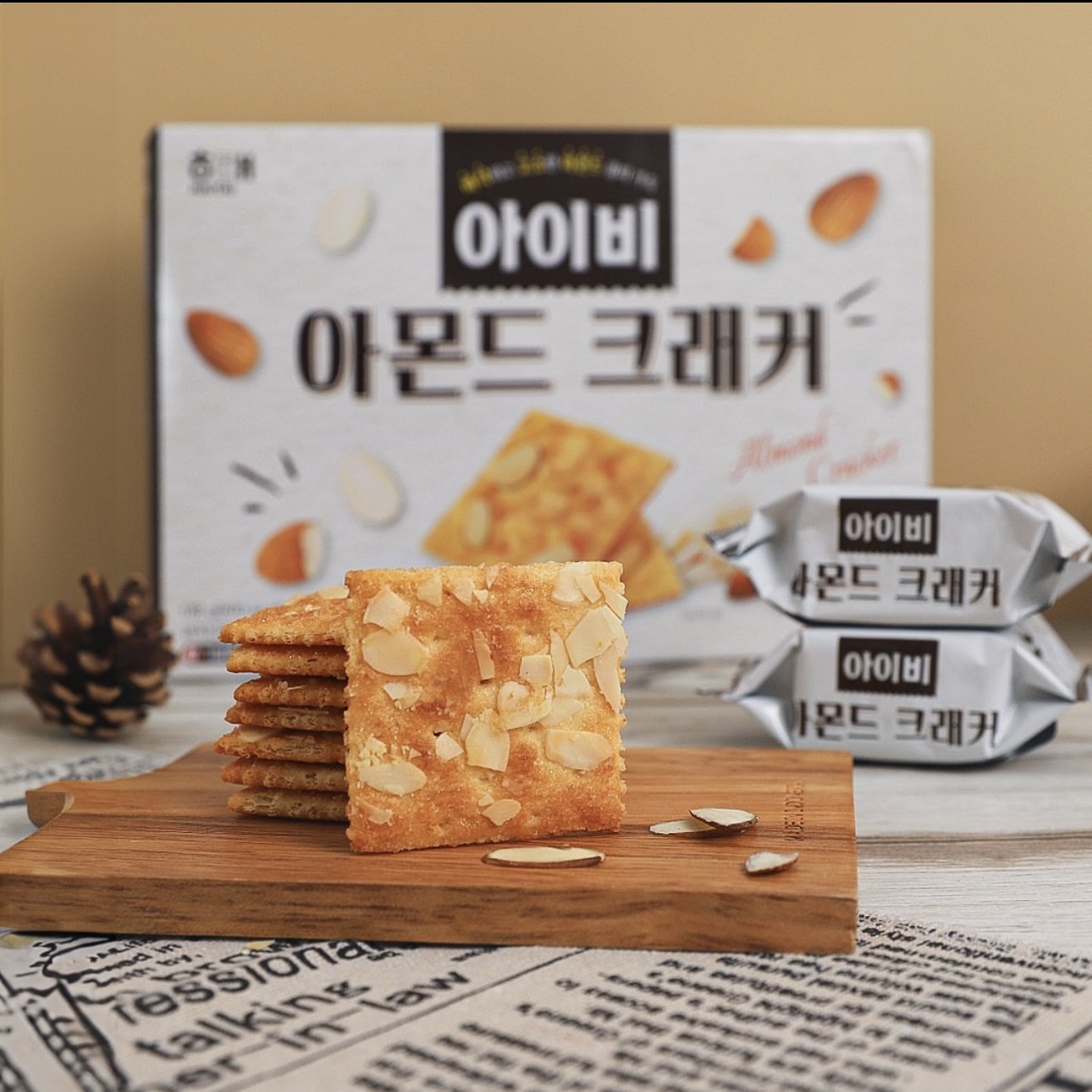 韩国进口零食 海太IVY扁桃仁多层薄脆饼干 休闲零食小吃 独立包装