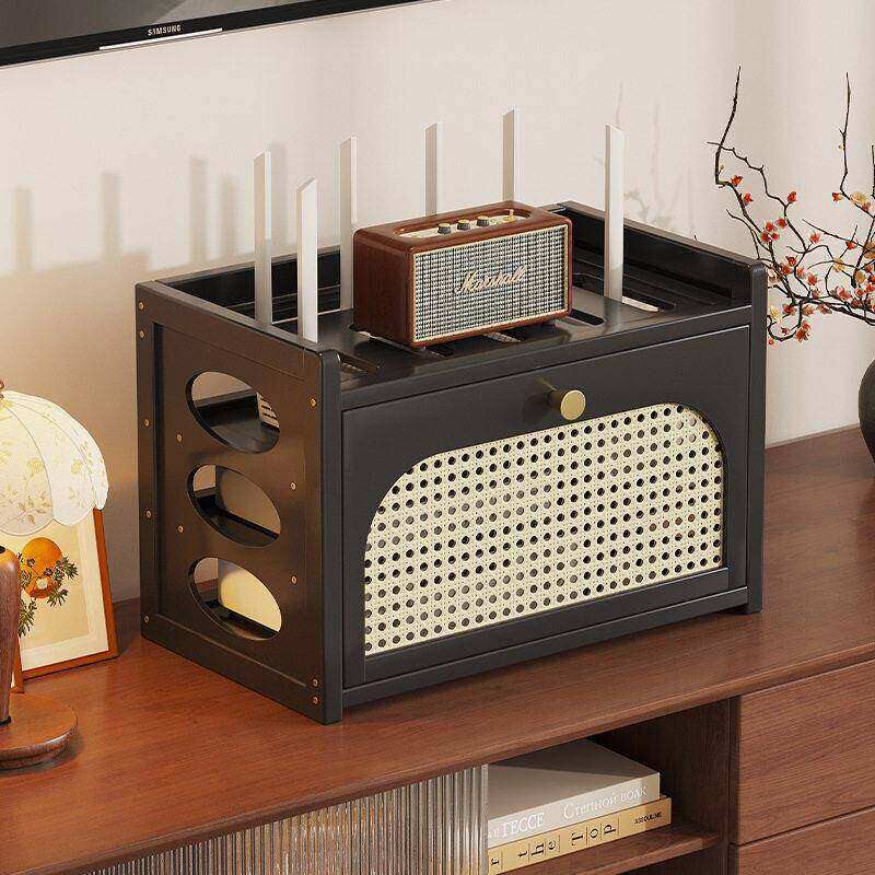 韩国路由器收纳盒电视机上盒桌面插座线光猫电线放置整理置物架