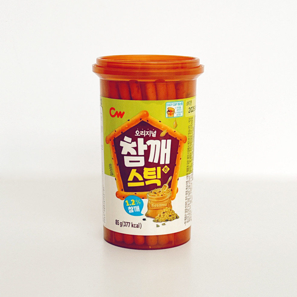 青佑情友cw芝麻棒棒饼干休闲食品黑芝麻磨牙小吃罐装韩国进口零食