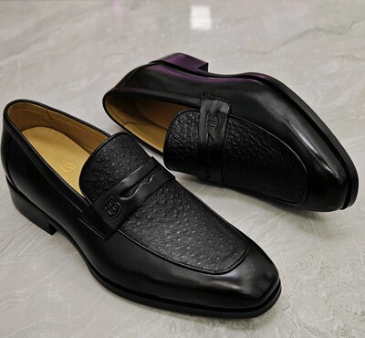 费雷 爵仕孔雀皮乐福鞋一脚蹬镂空懒人鞋休闲套脚男士鞋正装皮鞋