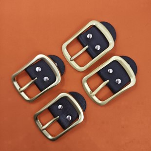 带卡扣平滑扣腰带卡扣 打孔打洞皮带铜色皮带扣裤 真皮款 针扣头男士