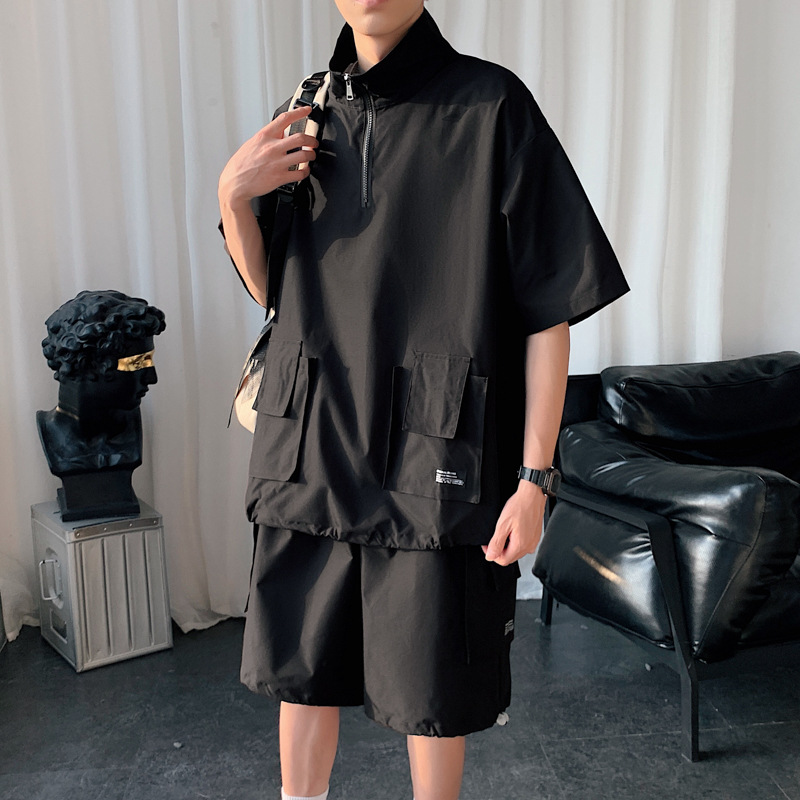 特别的情侣装夏装套装短袖t恤高级感一套男工装短裤休闲半袖夏季