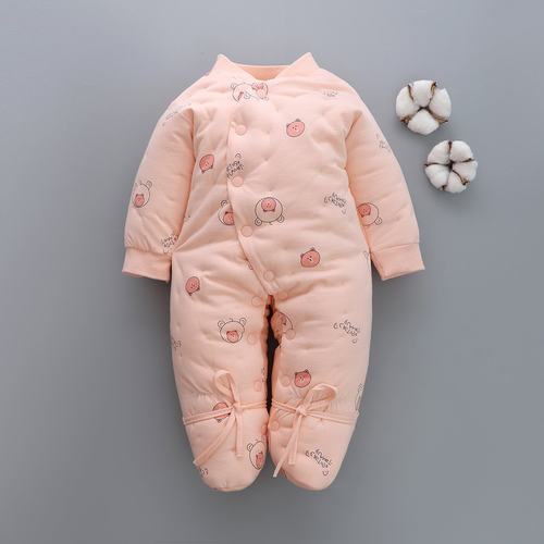 棉花爬服包脚哈衣男女保暖加厚