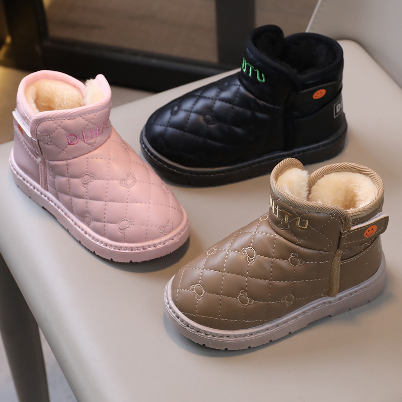 女童雪地靴2025冬季新款男童鞋子加绒短靴棉鞋儿童靴子宝宝秋冬款