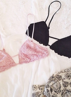 欧美原单 FP同款精致蕾丝内衣 舒适三角杯无胸垫钢圈文胸Bralette