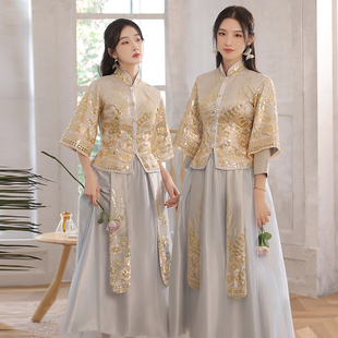 出租赁中式 春夏新款 中国风姐妹团秀禾显瘦大码 礼服 伴娘服2026新款