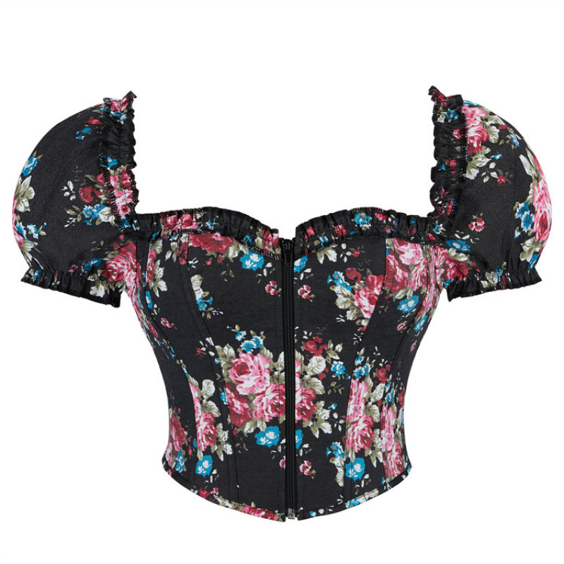 新款外贸性感露背泡泡袖法式印花鱼骨吊带复古小背心女士上衣,女士内衣/男士内衣/家居服,塑身上衣,淘宝优惠券,粉丝福利购,淘宝优惠卷