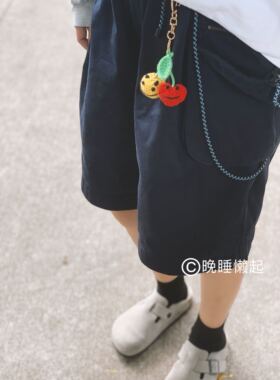 自制编织CPFM樱桃爱心笑脸钥匙扣 手工编织human made钥匙扣挂件