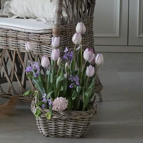 进口印尼藤麻花编长方托盘家居收纳筐篮子花园杂货种植花篮园子