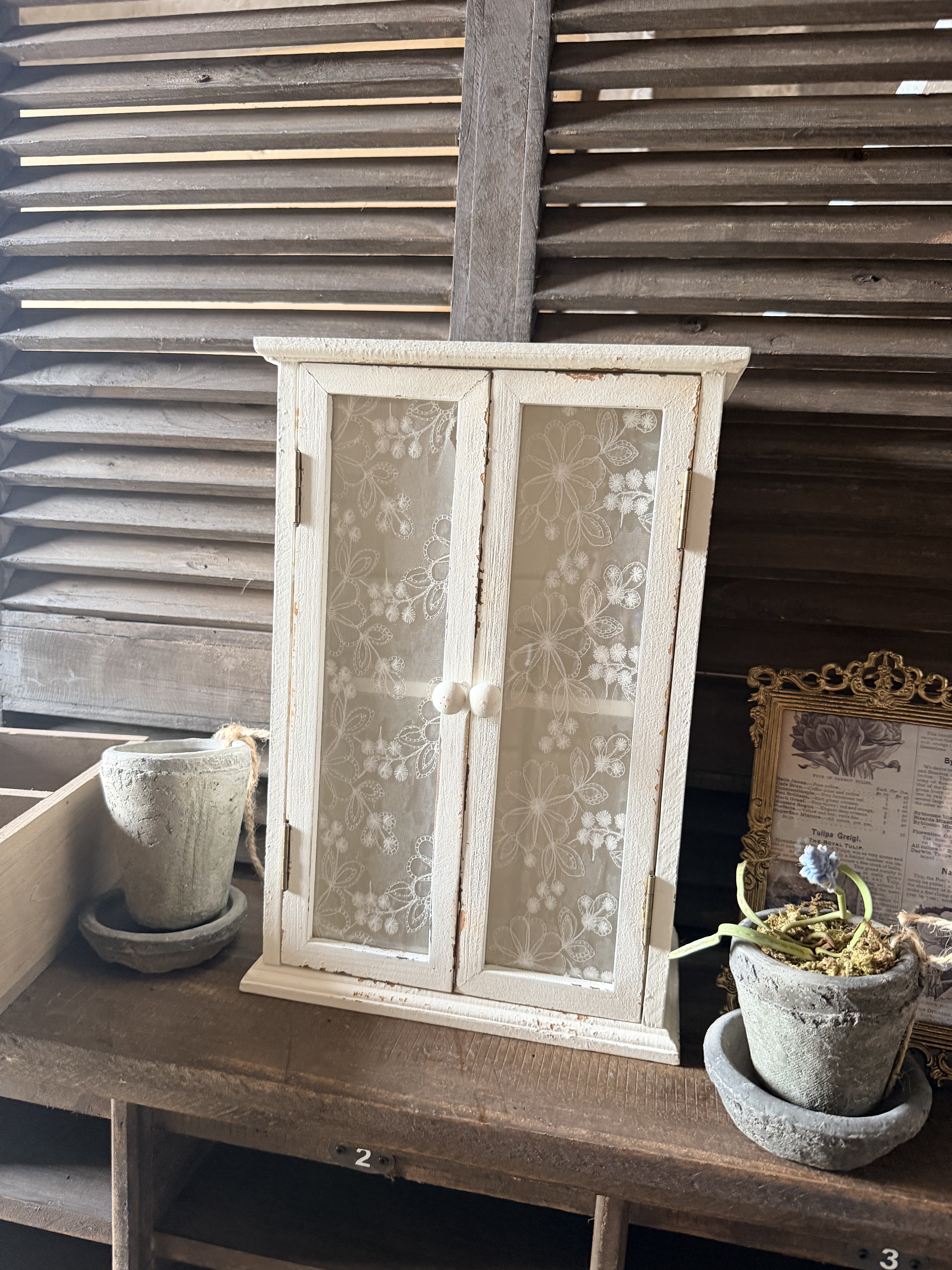实木玻璃蕾丝柜子市集首饰娃娃屋展示架花园杂货陈列装饰