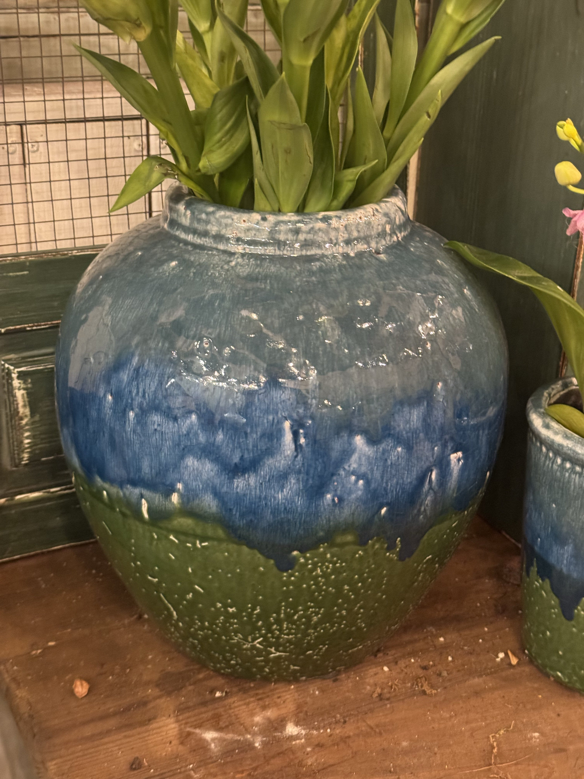 复古冰裂釉粗陶花盆花瓶杂货花园装饰摆件