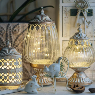 出口风灯杂货花园装饰摆件氛围ins家居摄影园艺道具挂饰台灯黑田